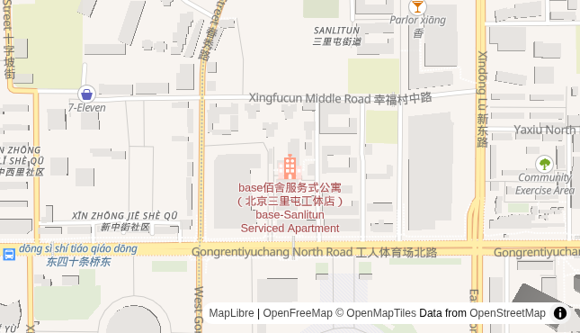 Mappa zona Sanlitun Pechino